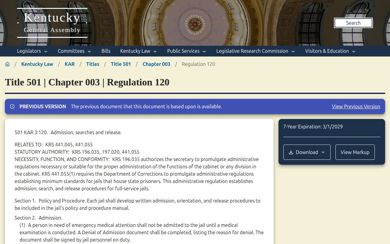 Kentucky written release and removal record requirements